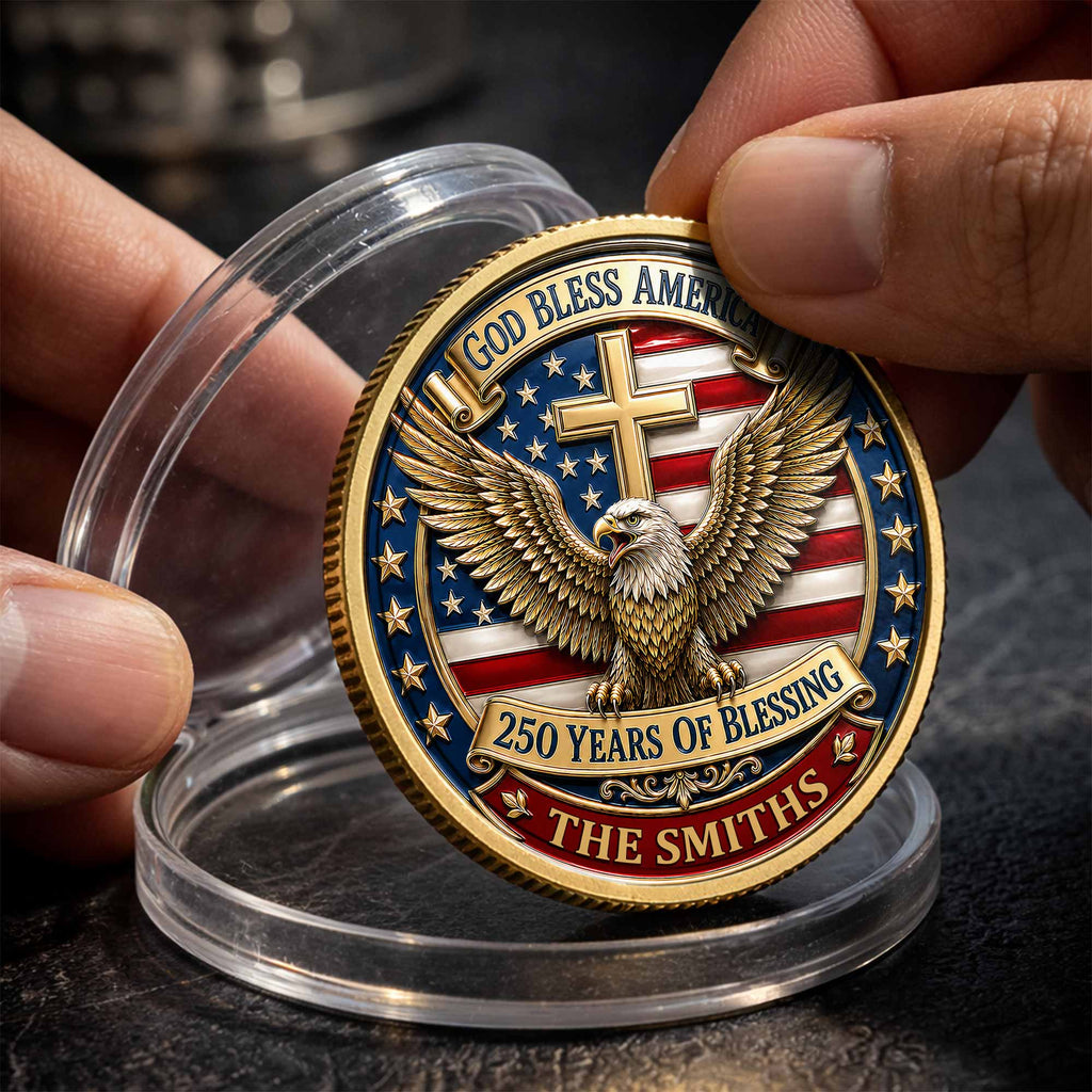 Custom Commemorative Coin God Bless America 250th Anniversary Gift for Dad Commemorative Coin GradoCreations