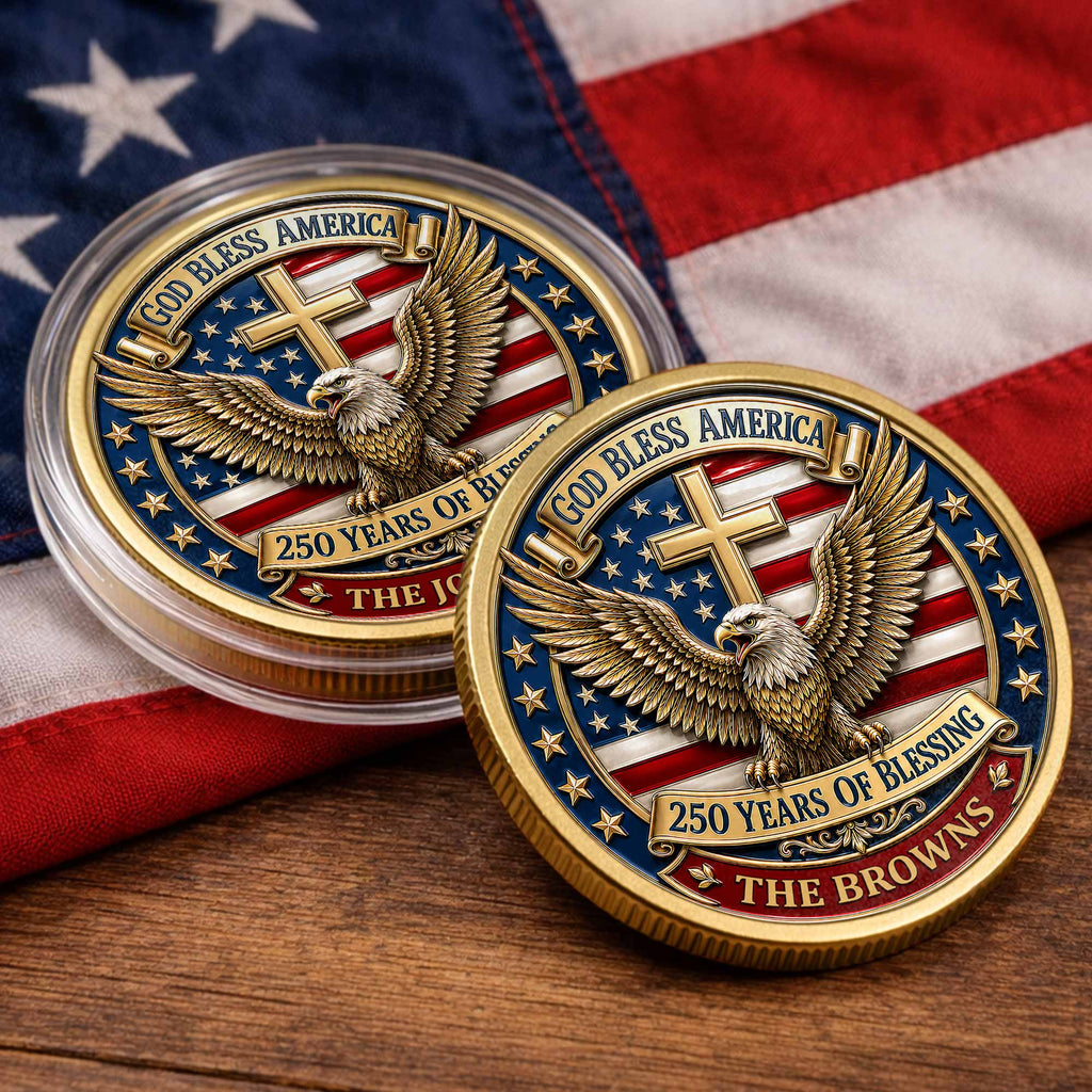 Custom Commemorative Coin God Bless America 250th Anniversary Gift for Dad Commemorative Coin GradoCreations