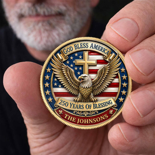 Custom Commemorative Coin God Bless America 250th Anniversary Gift for Dad Commemorative Coin GradoCreations