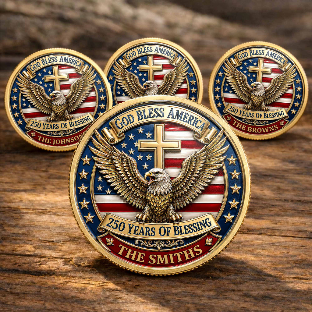 Custom Commemorative Coin God Bless America 250th Anniversary Gift for Dad Commemorative Coin GradoCreations