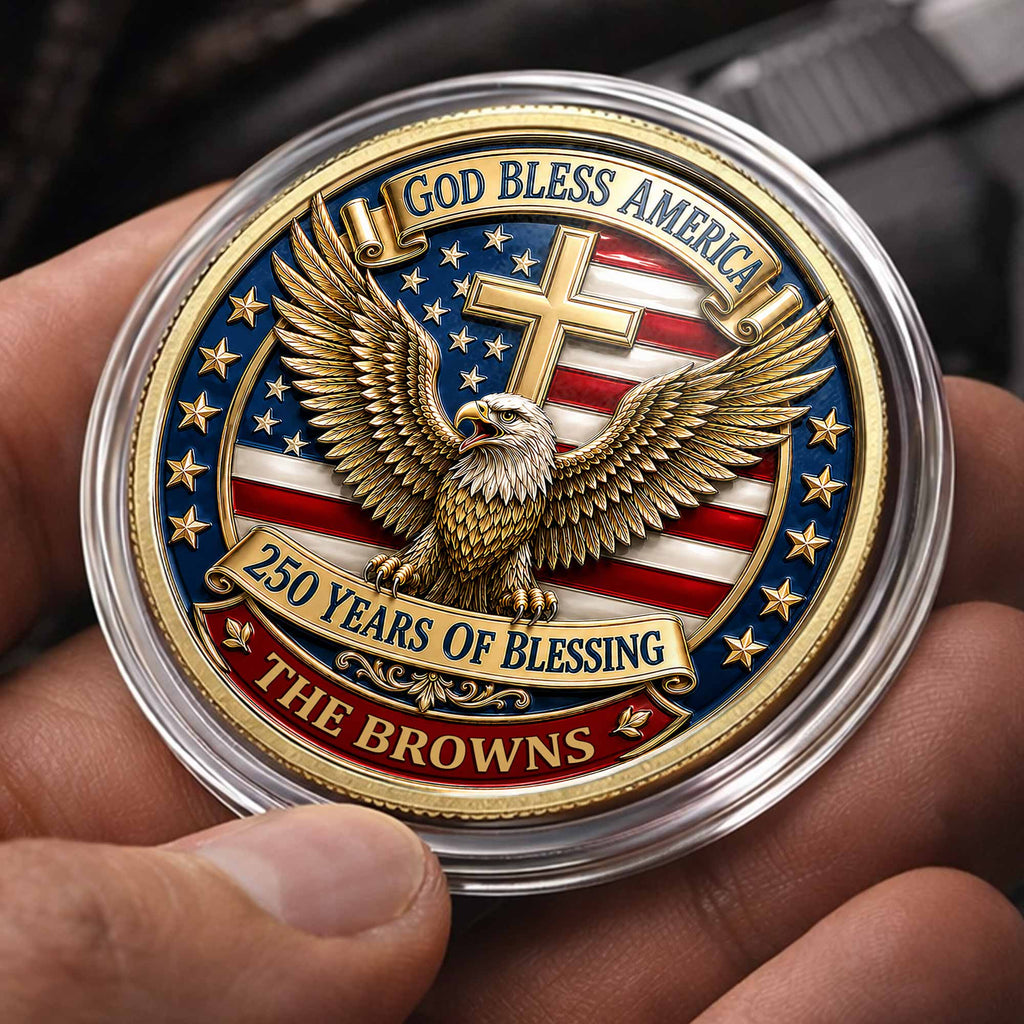 Custom Commemorative Coin God Bless America 250th Anniversary Gift for Dad Commemorative Coin GradoCreations