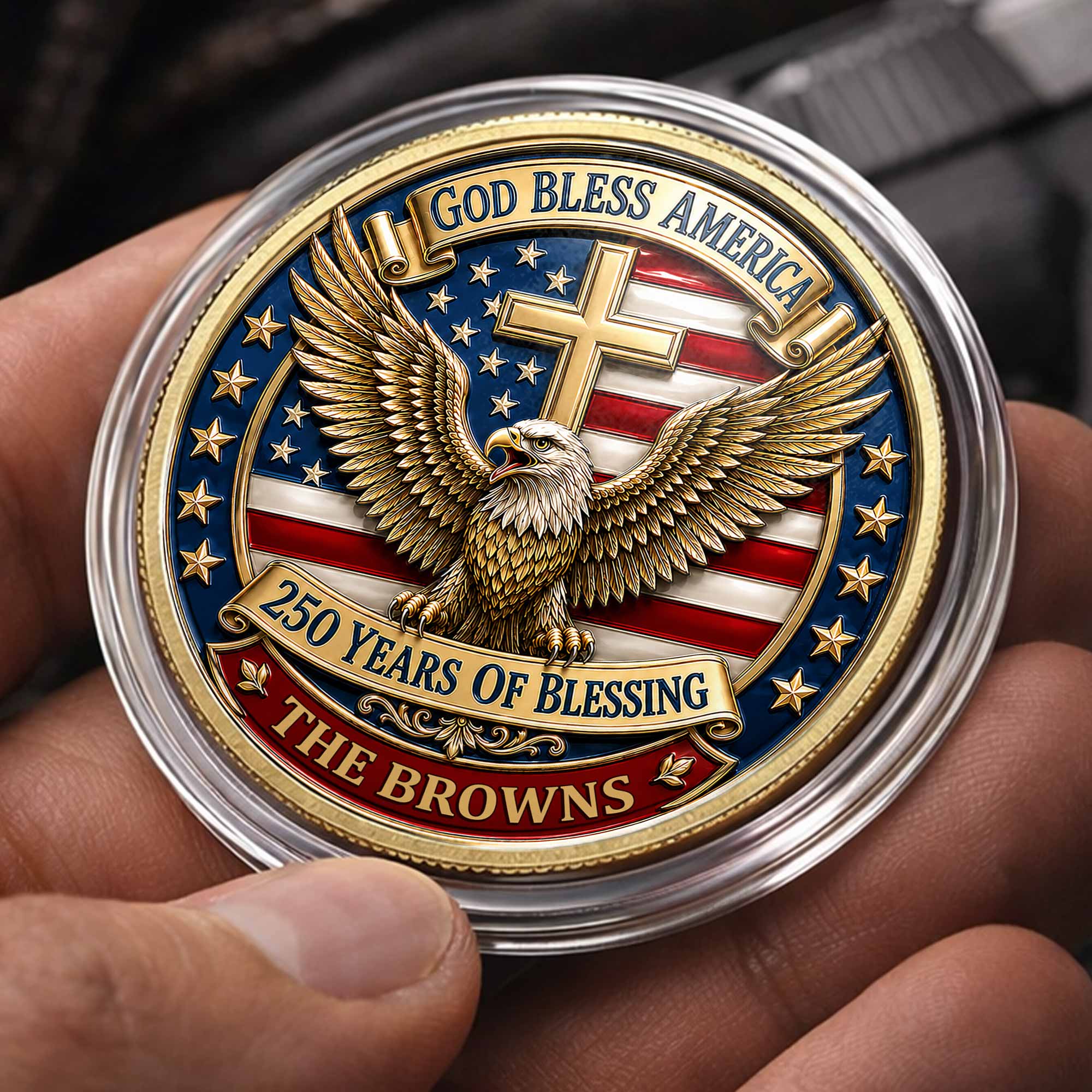 Custom Commemorative Coin God Bless America 250th Anniversary Gift for Dad Commemorative Coin GradoCreations