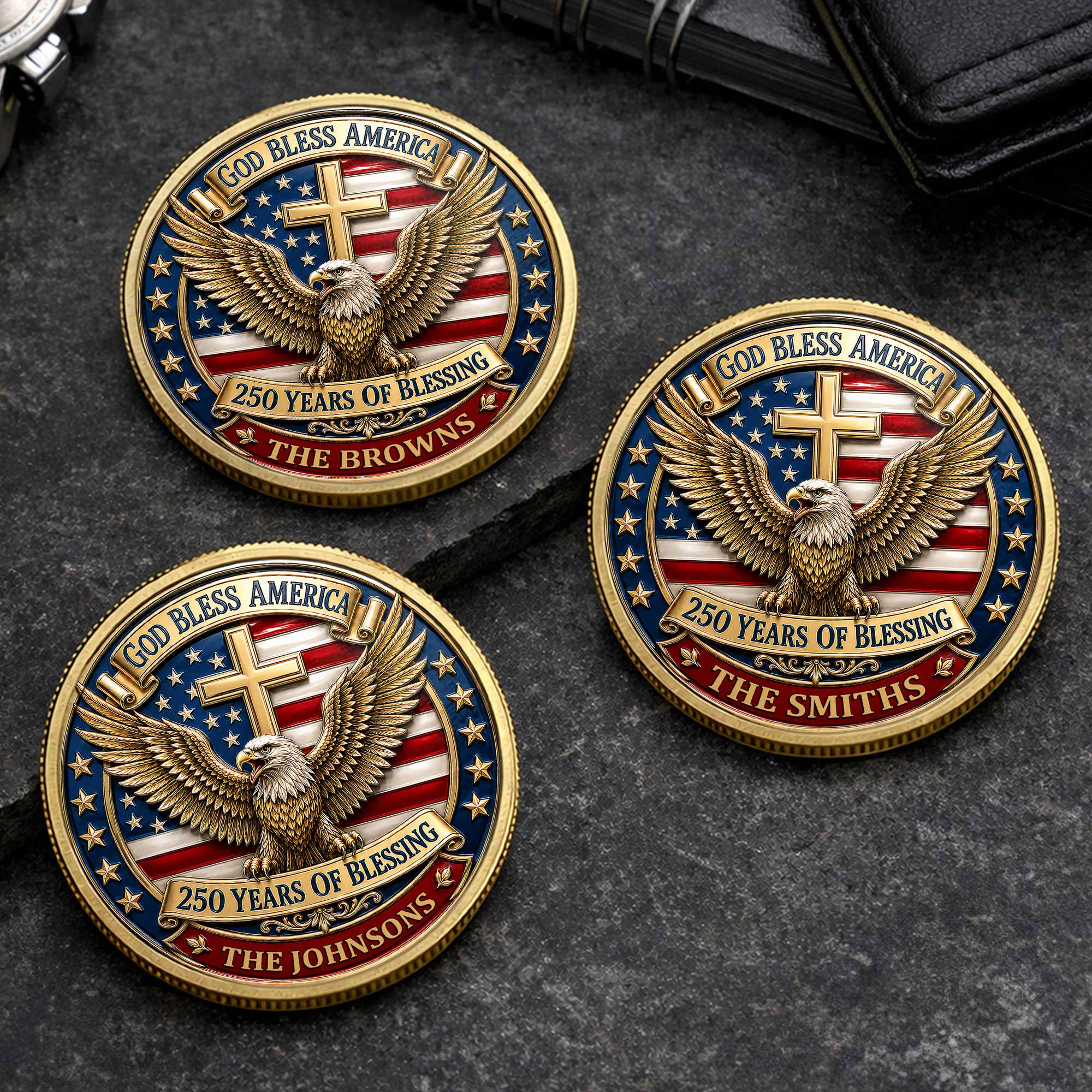 Custom Commemorative Coin God Bless America 250th Anniversary Gift for Dad Commemorative Coin GradoCreations