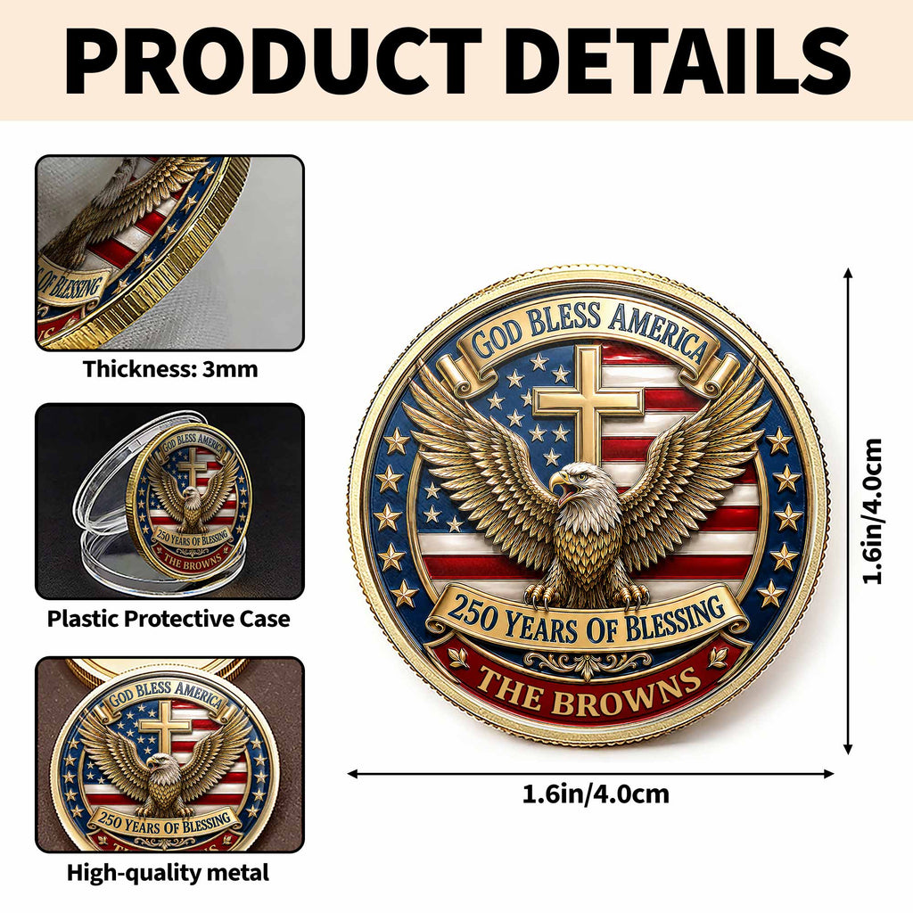 Custom Commemorative Coin God Bless America 250th Anniversary Gift for Dad Commemorative Coin GradoCreations