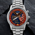 Personalized Men's Watch Custom Name Eagle Flag Gift for Dad Men's Watch GradoCreations