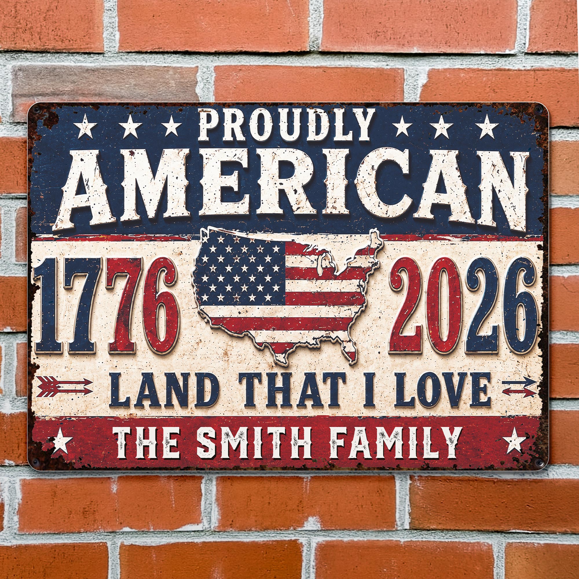 Personalized USA Map Metal Sign Custom Name Gift for Dad Metal Sign GradoCreations
