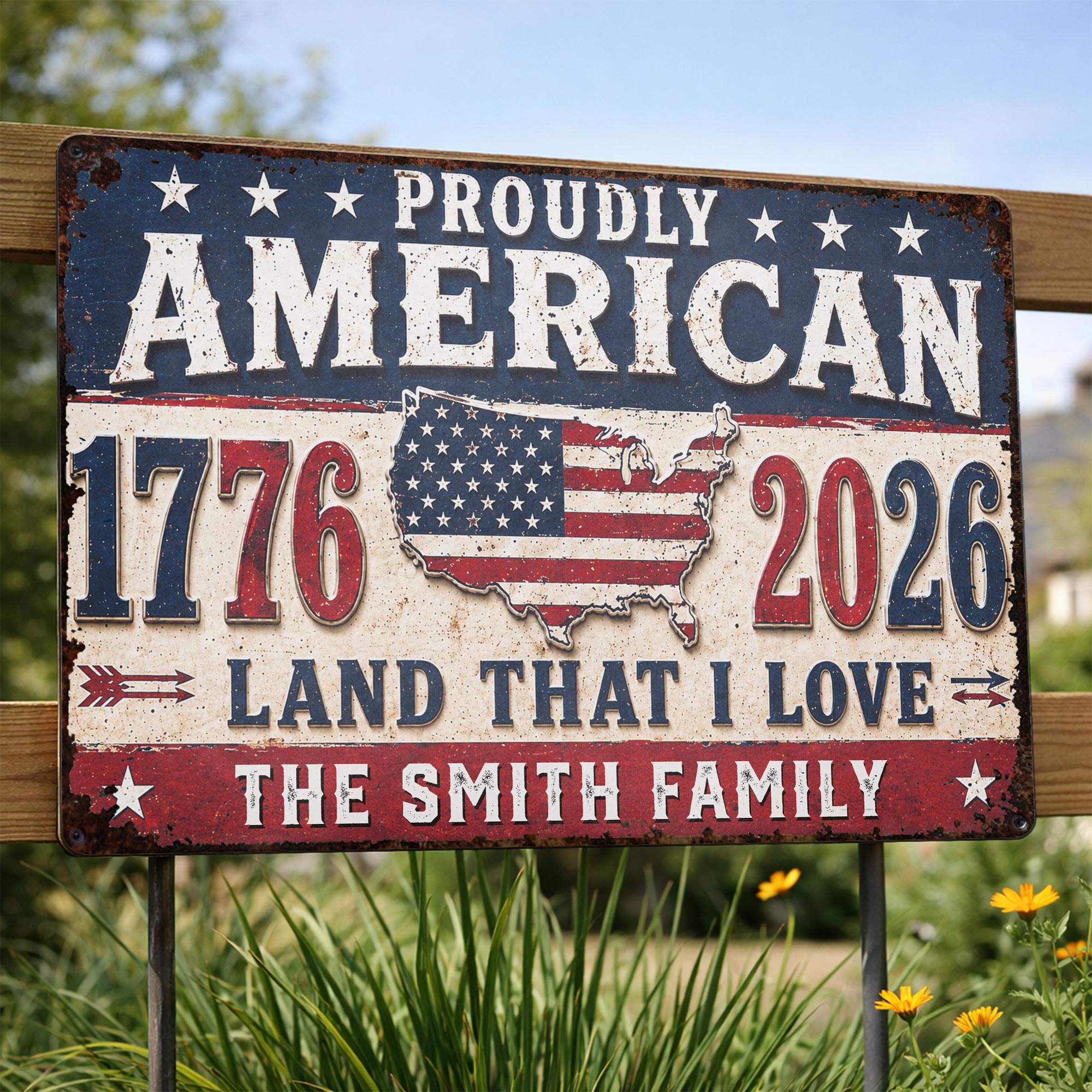 Personalized USA Map Metal Sign Custom Name Gift for Dad Metal Sign GradoCreations
