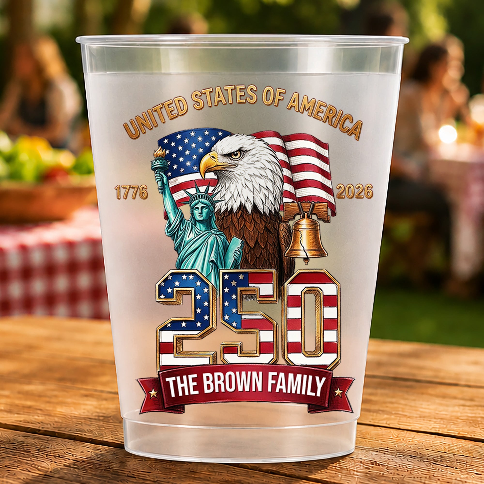 Personalized Frosted Cups Custom Family Name USA Eagle Gift Frosted Cups GradoCreations