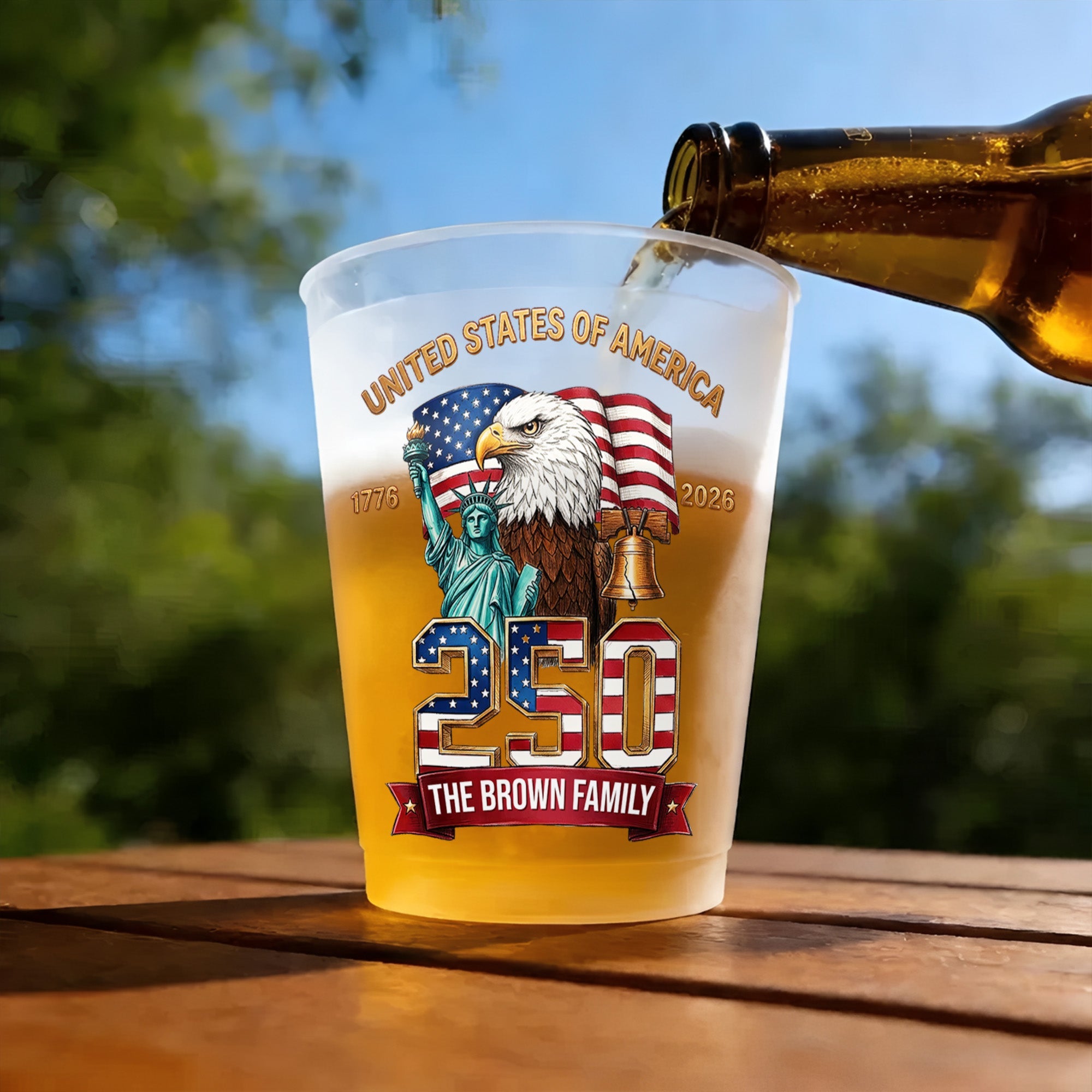 Personalized Frosted Cups Custom Family Name USA Eagle Gift Frosted Cups GradoCreations