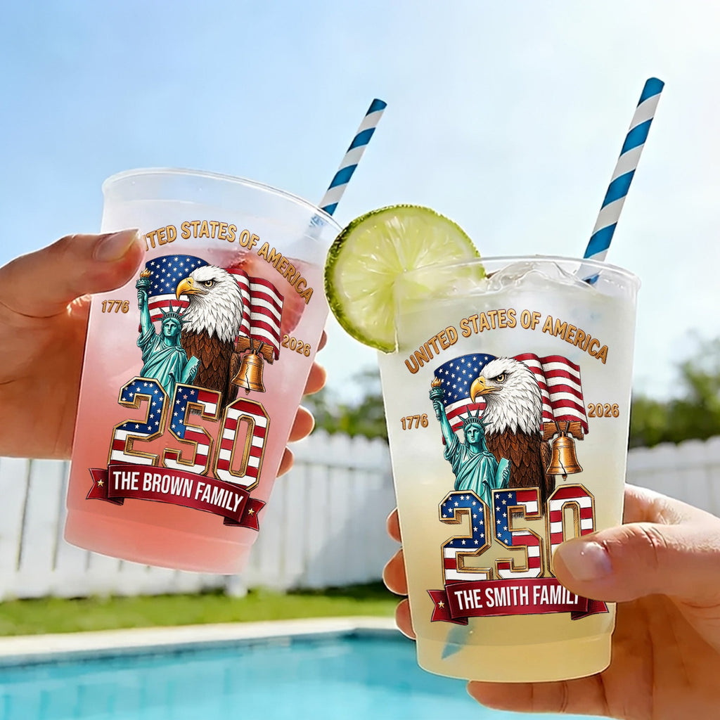 Personalized Frosted Cups Custom Family Name USA Eagle Gift Frosted Cups GradoCreations