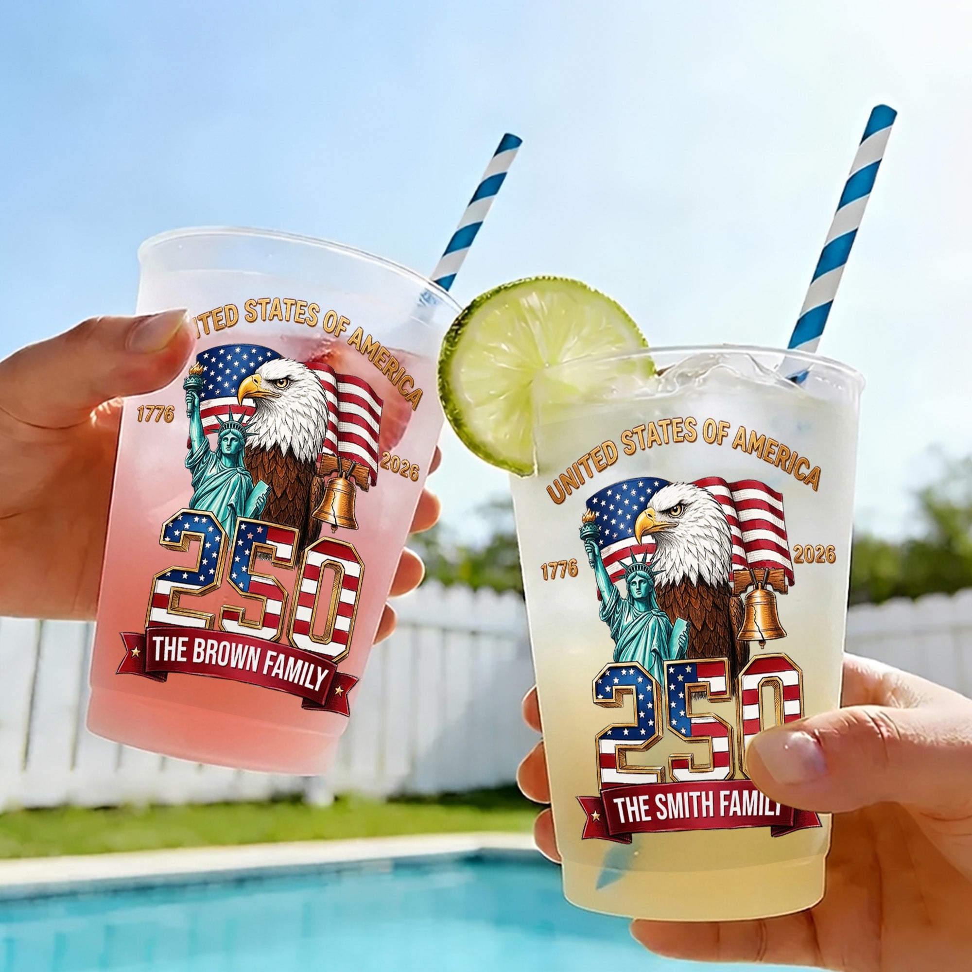 Personalized Frosted Cups Custom Family Name USA Eagle Gift Frosted Cups GradoCreations