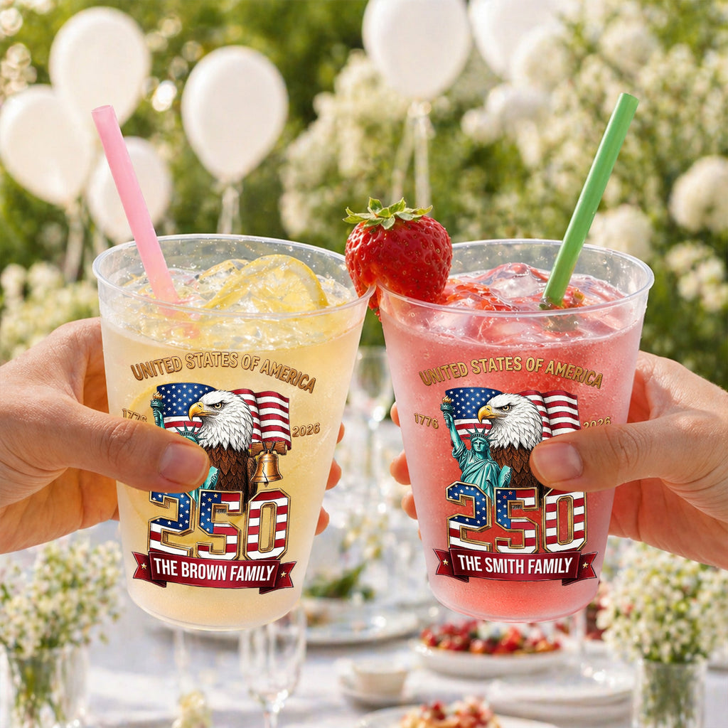 Personalized Frosted Cups Custom Family Name USA Eagle Gift Frosted Cups GradoCreations