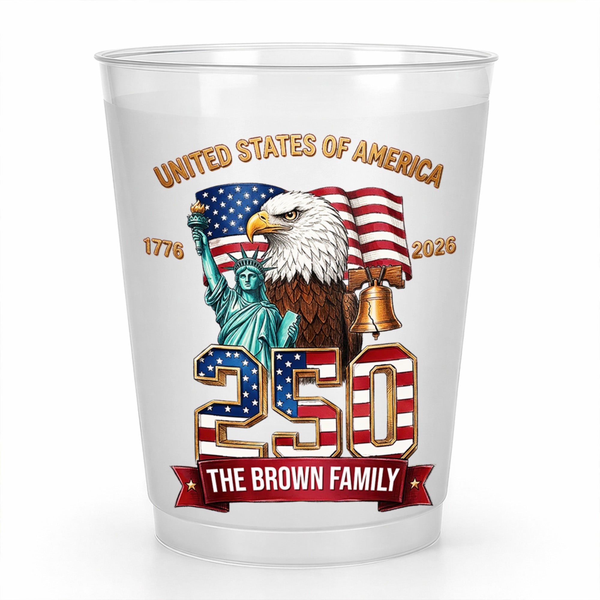 Personalized Frosted Cups Custom Family Name USA Eagle Gift Frosted Cups GradoCreations