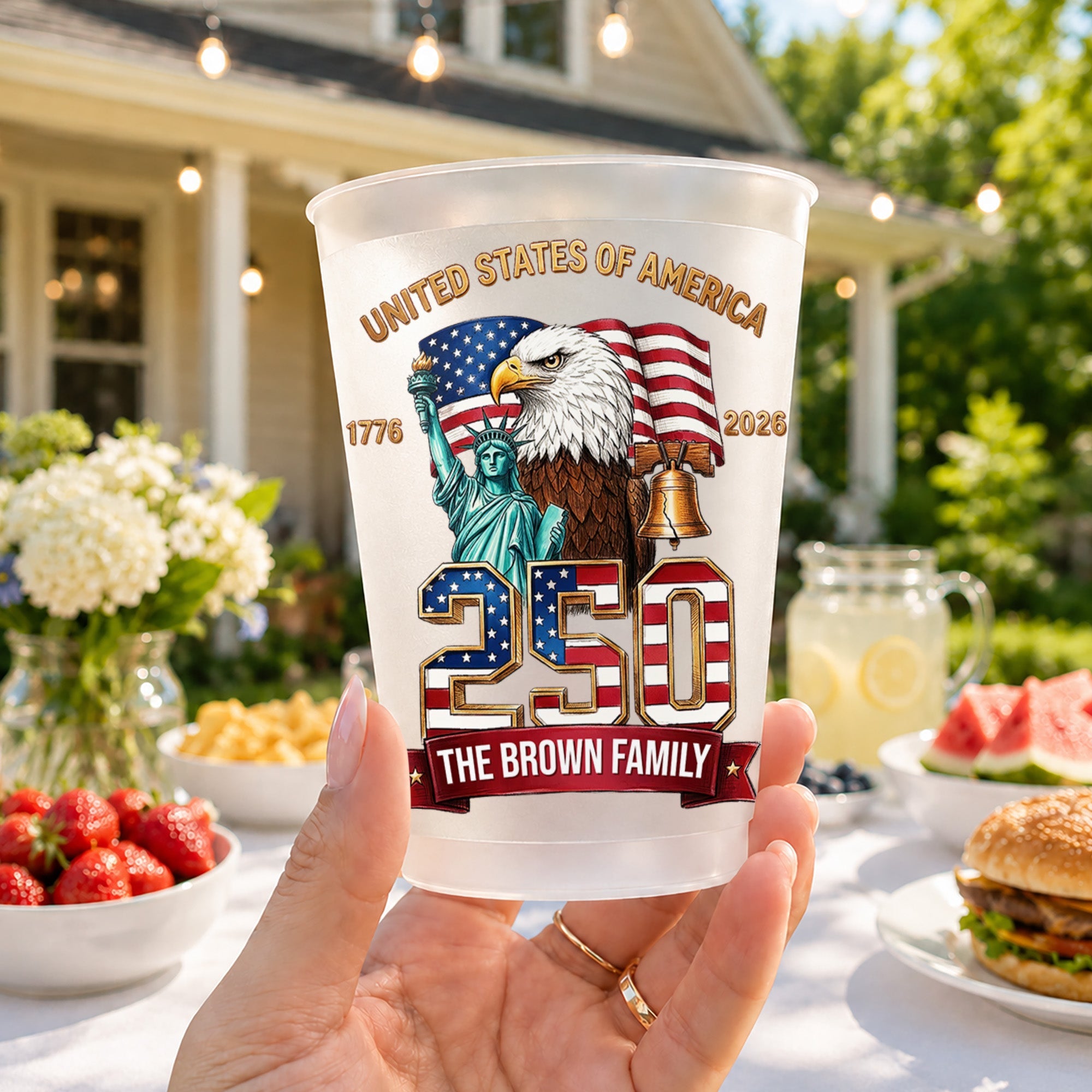 Personalized Frosted Cups Custom Family Name USA Eagle Gift Frosted Cups GradoCreations