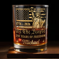 Personalized Custom Whiskey Glass American Flag Gift for Dad Whiskey Glass GradoCreations