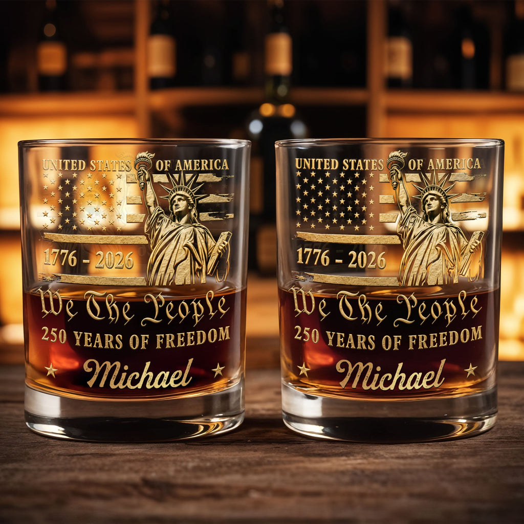 Personalized Custom Whiskey Glass American Flag Gift for Dad Whiskey Glass GradoCreations