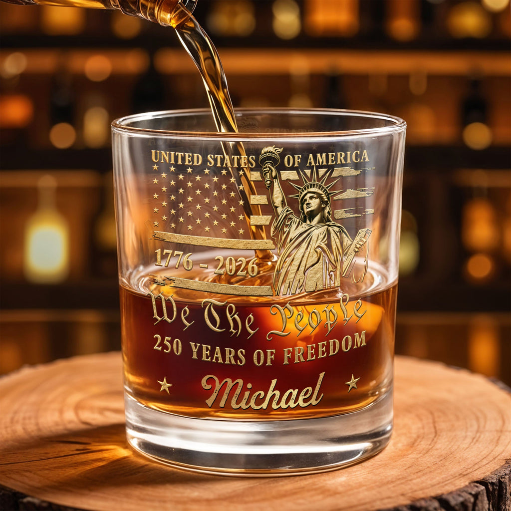 Personalized Custom Whiskey Glass American Flag Gift for Dad Whiskey Glass GradoCreations