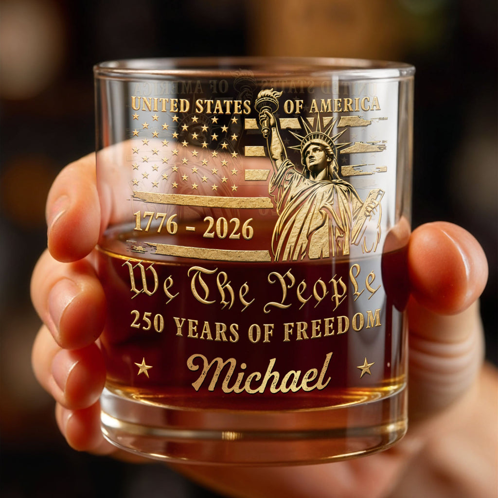 Personalized Custom Whiskey Glass American Flag Gift for Dad Whiskey Glass GradoCreations