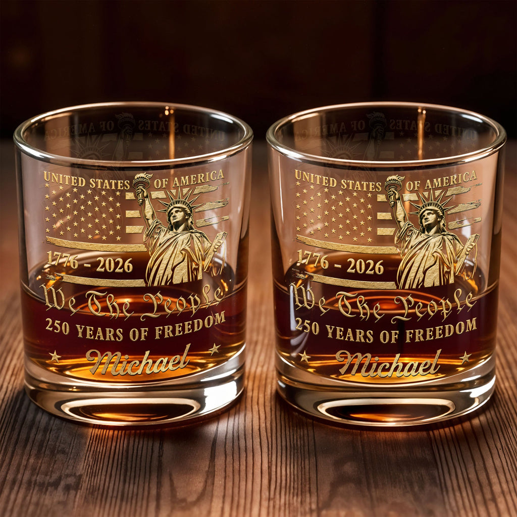 Personalized Custom Whiskey Glass American Flag Gift for Dad Whiskey Glass GradoCreations
