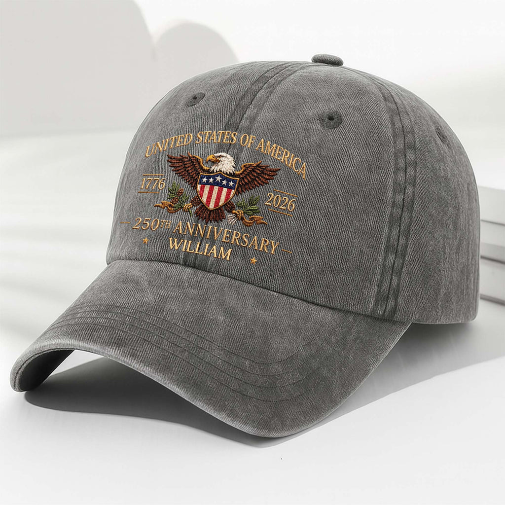 Personalized Washed Denim Cap Custom Name USA Flag Gift for Dad Washed Denim Cap GradoCreations