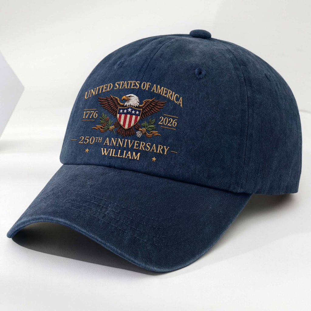 Personalized Washed Denim Cap Custom Name USA Flag Gift for Dad Washed Denim Cap GradoCreations