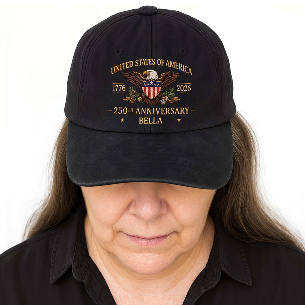 Personalized Washed Denim Cap Custom Name USA Flag Gift for Dad Washed Denim Cap GradoCreations