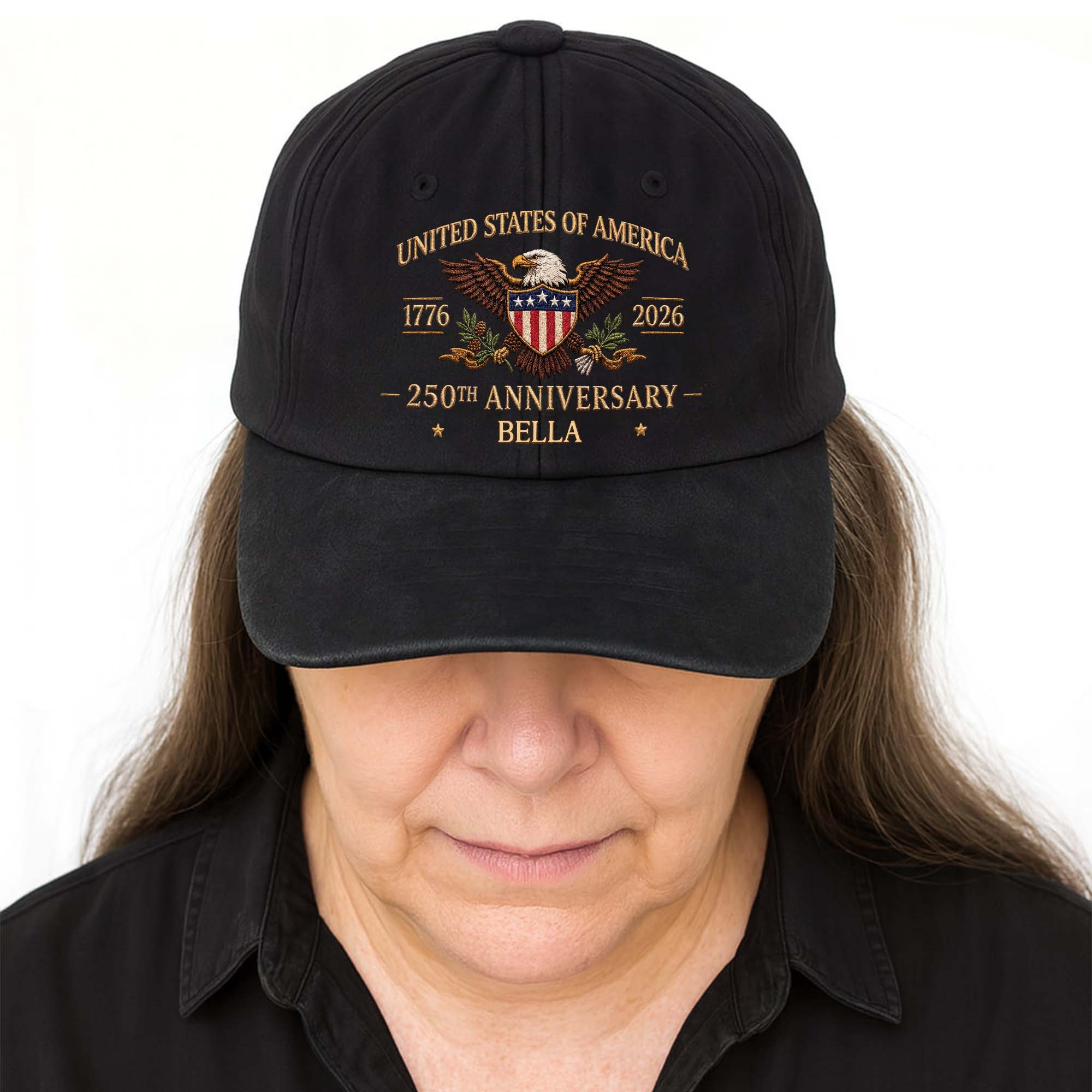 Personalized Washed Denim Cap Custom Name USA Flag Gift for Dad Washed Denim Cap GradoCreations