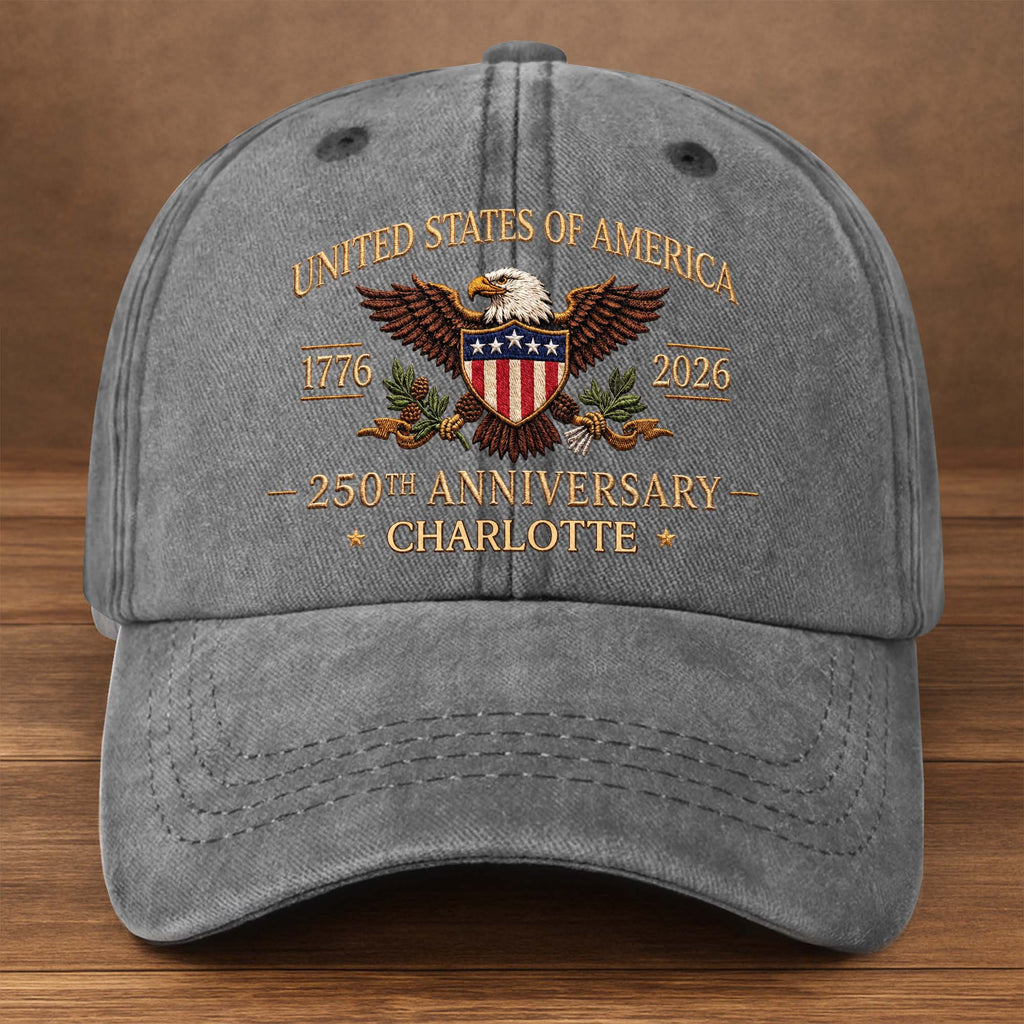 Personalized Washed Denim Cap Custom Name USA Flag Gift for Dad Washed Denim Cap GradoCreations