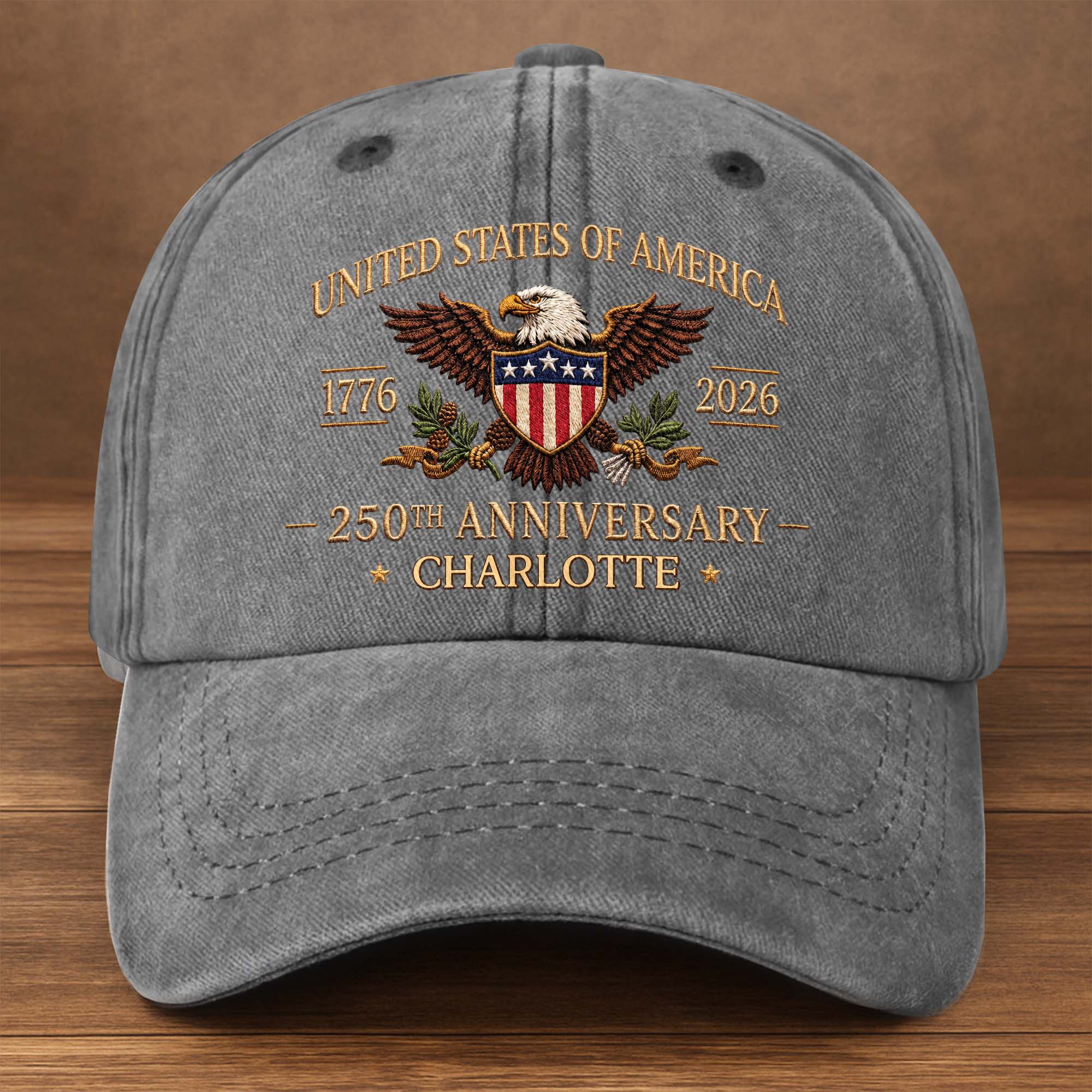 Personalized Washed Denim Cap Custom Name USA Flag Gift for Dad Washed Denim Cap GradoCreations