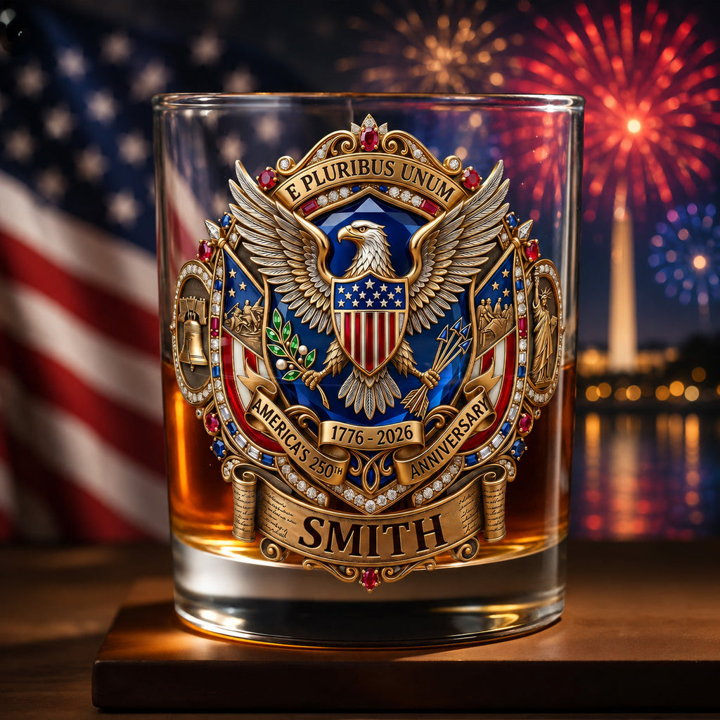 Personalized Whiskey Glass Custom Eagle Shield Gift for Dad Whiskey Glass GradoCreations