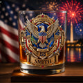 Personalized Whiskey Glass Custom Eagle Shield Gift for Dad Whiskey Glass GradoCreations