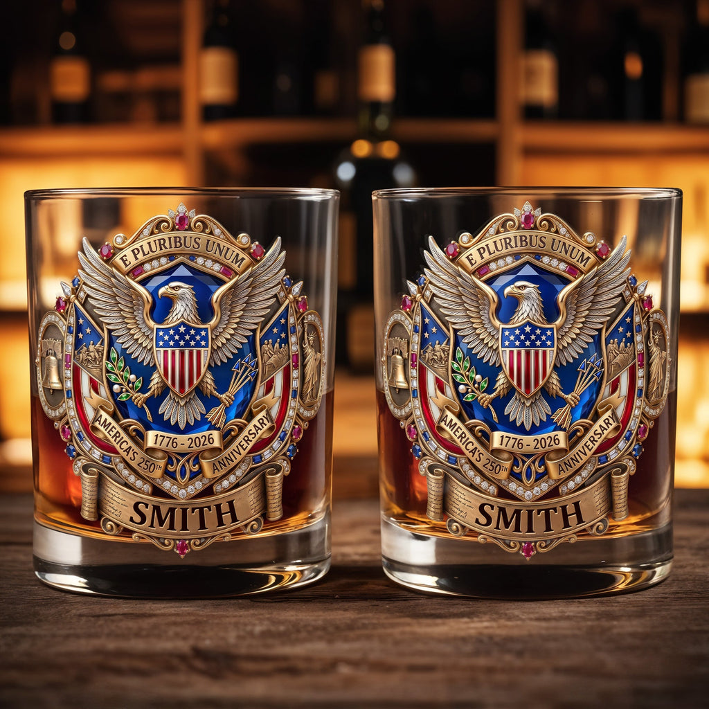 Personalized Whiskey Glass Custom Eagle Shield Gift for Dad Whiskey Glass GradoCreations