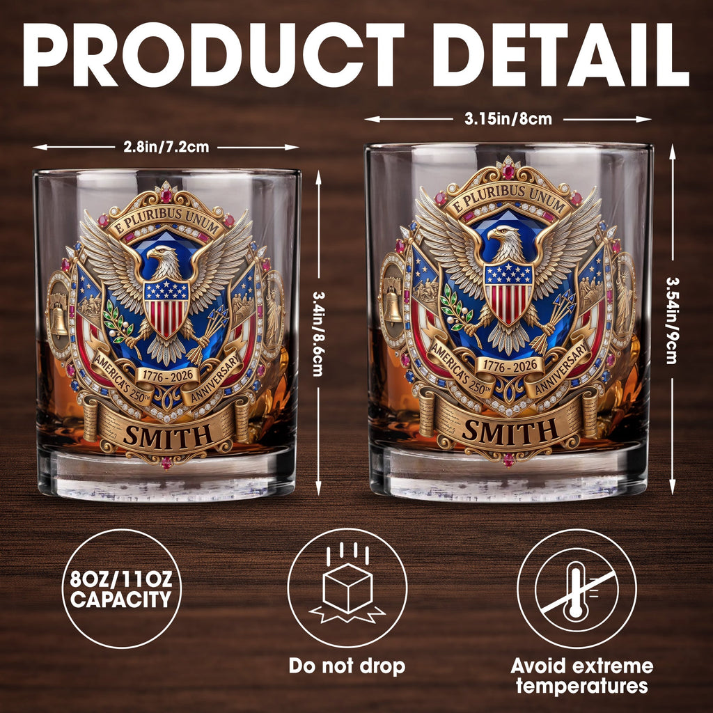 Personalized Whiskey Glass Custom Eagle Shield Gift for Dad Whiskey Glass GradoCreations