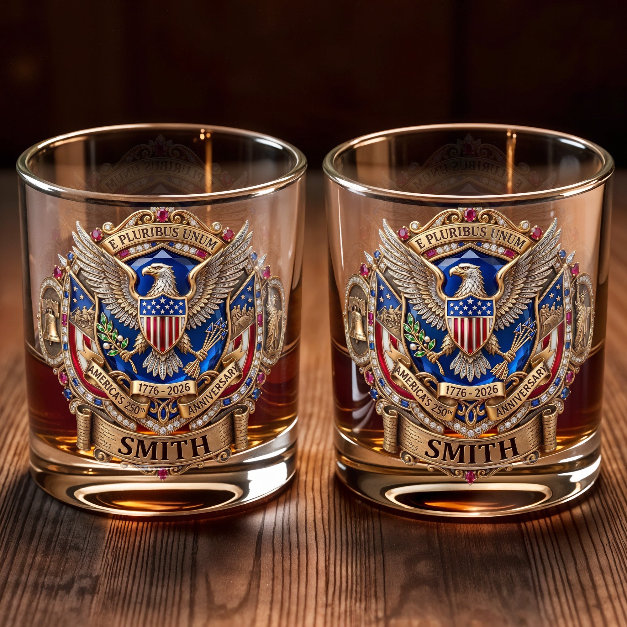 Personalized Whiskey Glass Custom Eagle Shield Gift for Dad Whiskey Glass GradoCreations