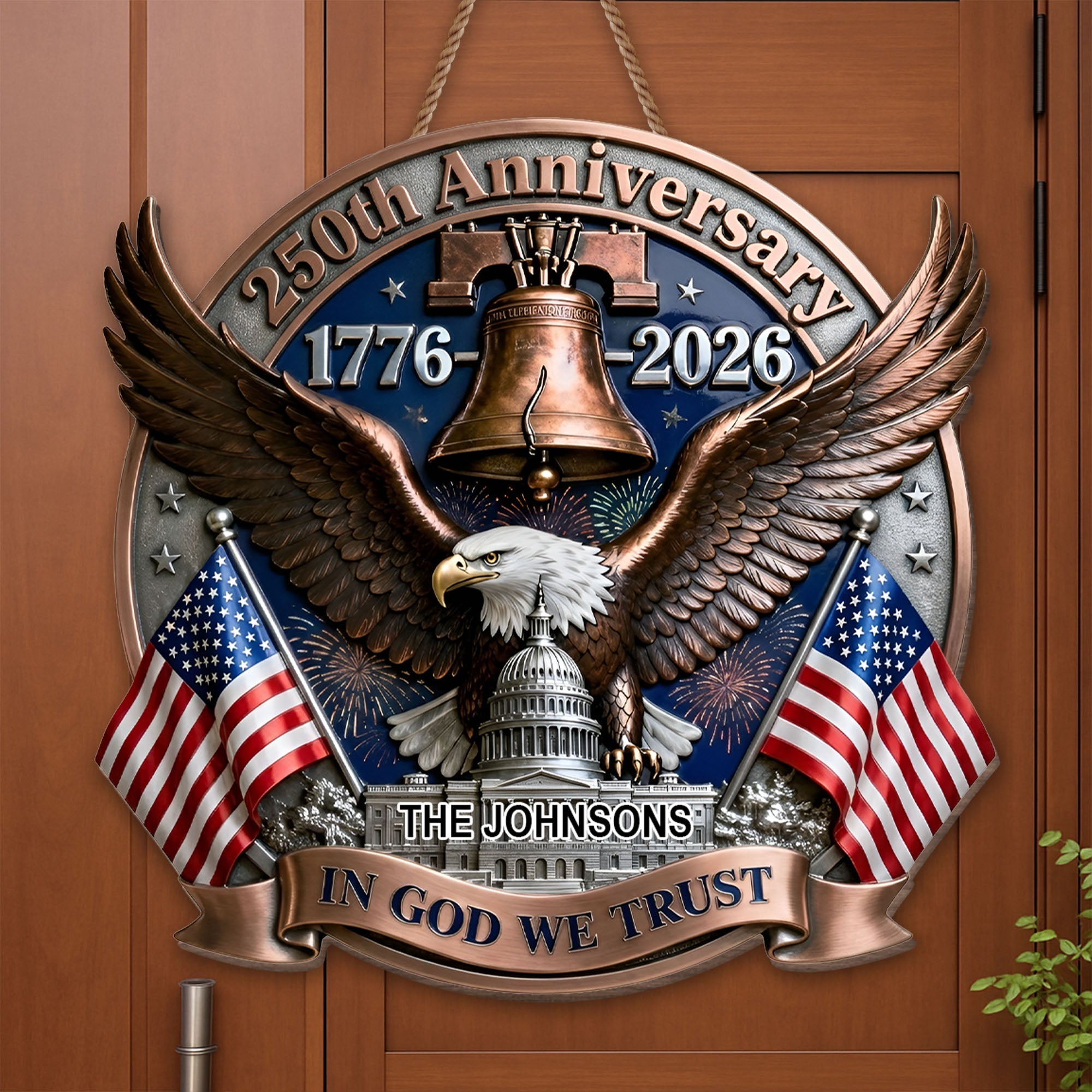 Personalized Eagle Liberty Bell Wood Sign Custom Decor Gift Wood Sign GradoCreations