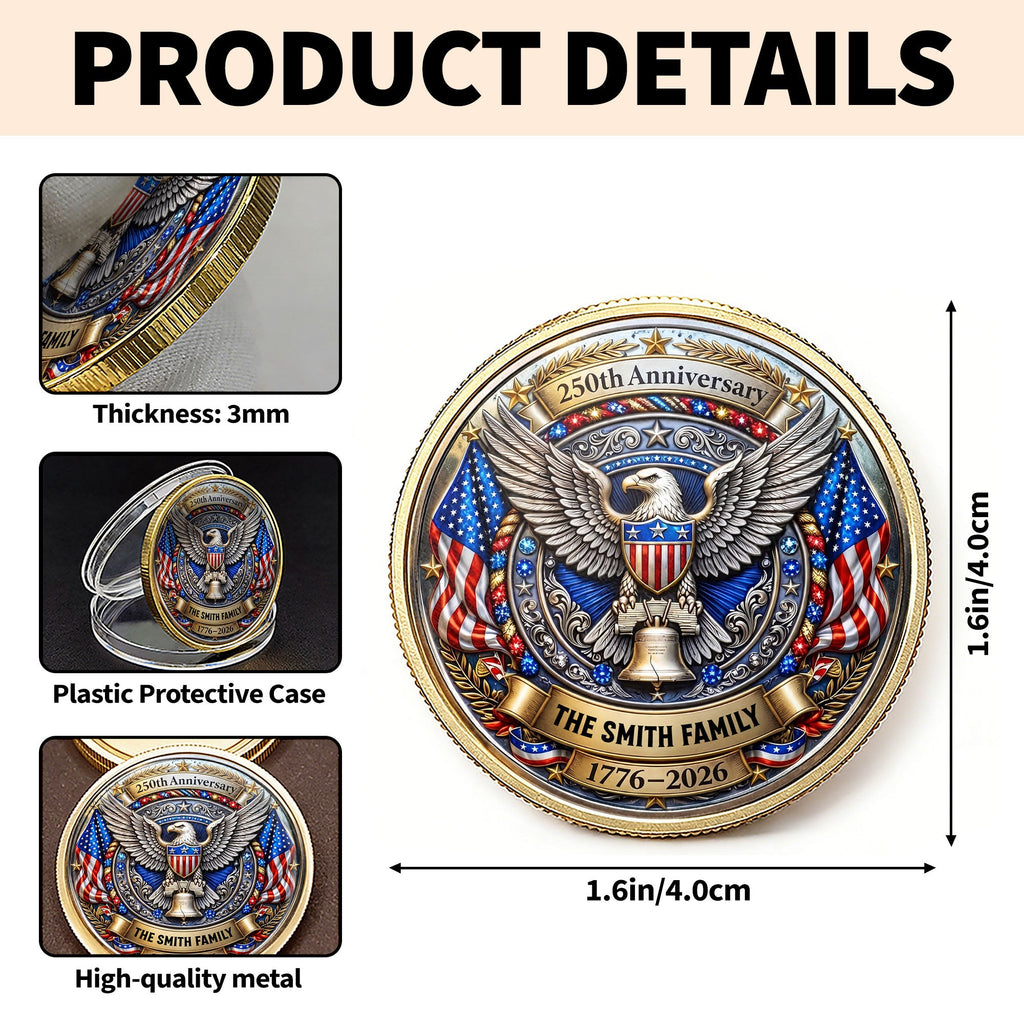Personalized Commemorative Coin 250th Anniversary Gift for Family Commemorative Coin GradoCreations