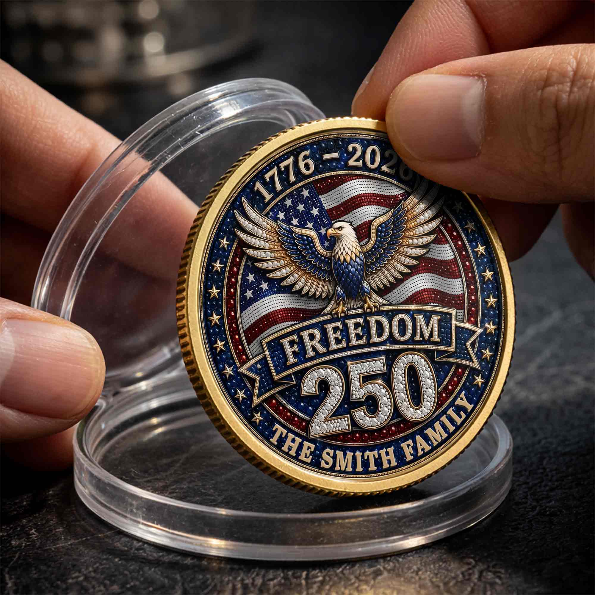Personalized American Flag Commemorative Coin Gift for Dad Commemorative Coin GradoCreations