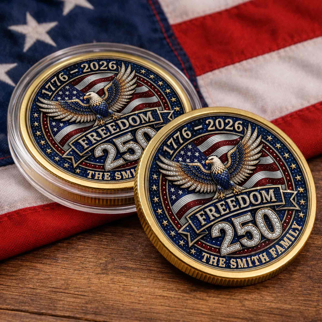 Personalized American Flag Commemorative Coin Gift for Dad Commemorative Coin GradoCreations