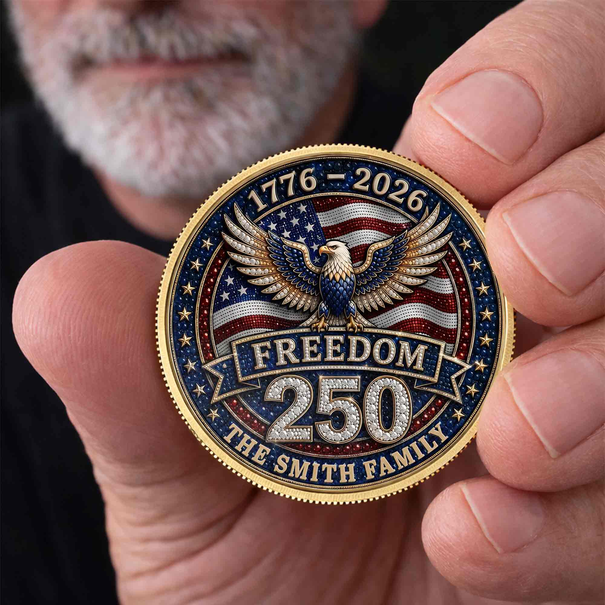 Personalized American Flag Commemorative Coin Gift for Dad Commemorative Coin GradoCreations