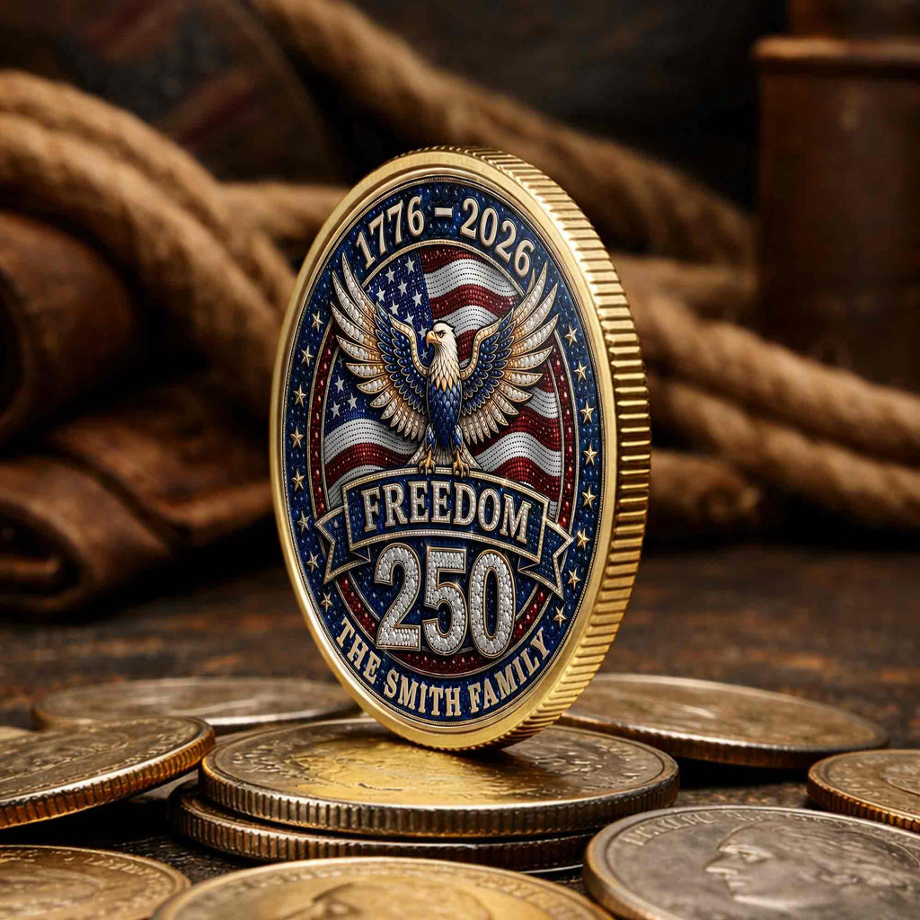 Personalized American Flag Commemorative Coin Gift for Dad Commemorative Coin GradoCreations