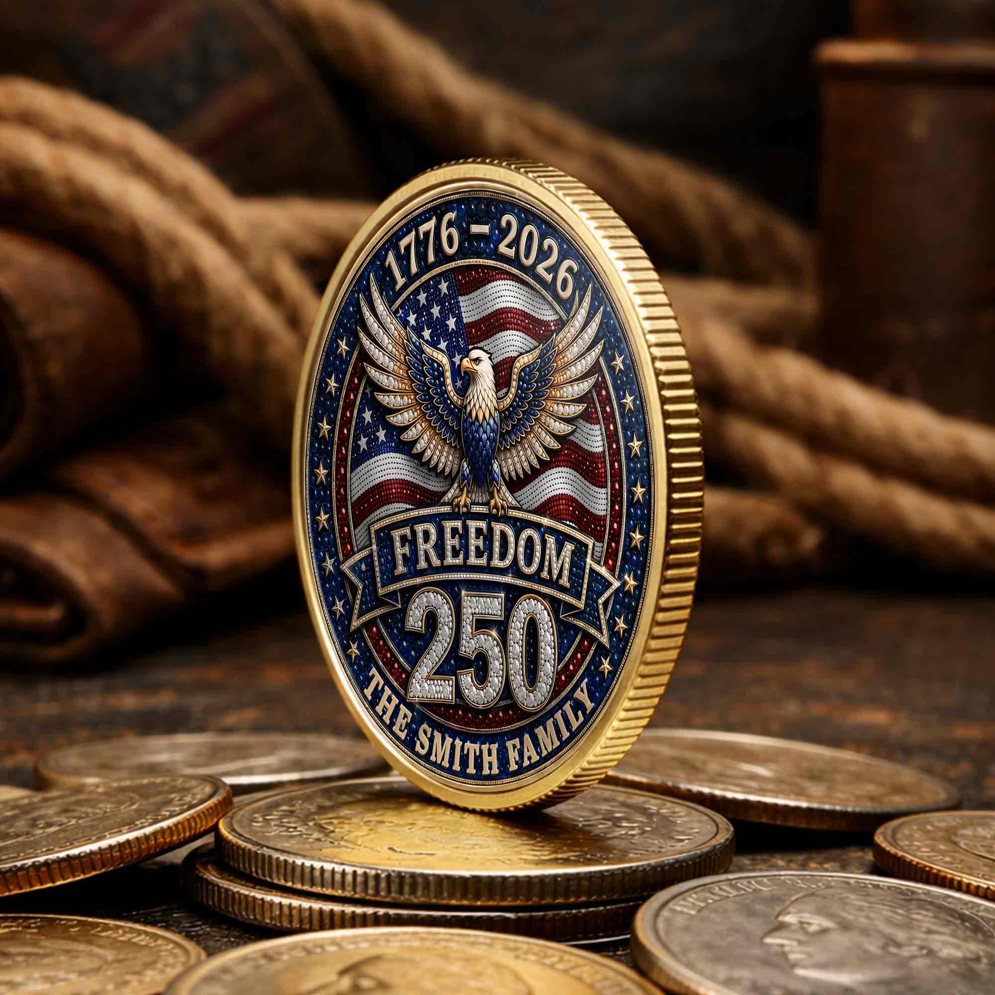 Personalized American Flag Commemorative Coin Gift for Dad Commemorative Coin GradoCreations
