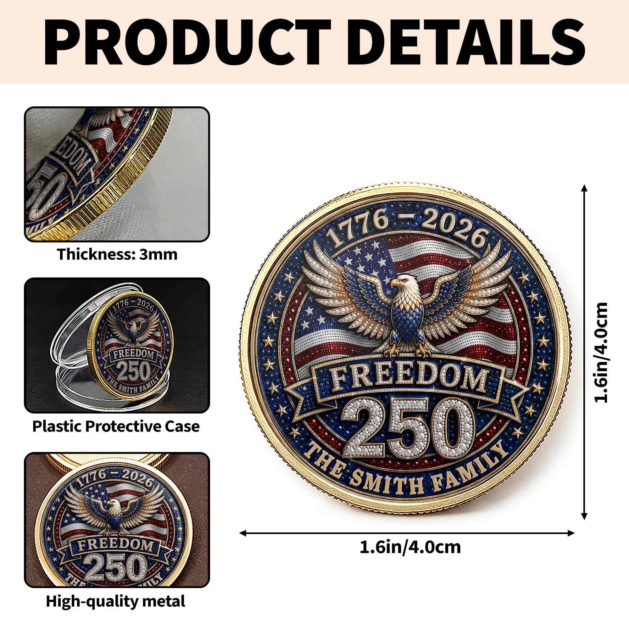 Personalized American Flag Commemorative Coin Gift for Dad Commemorative Coin GradoCreations