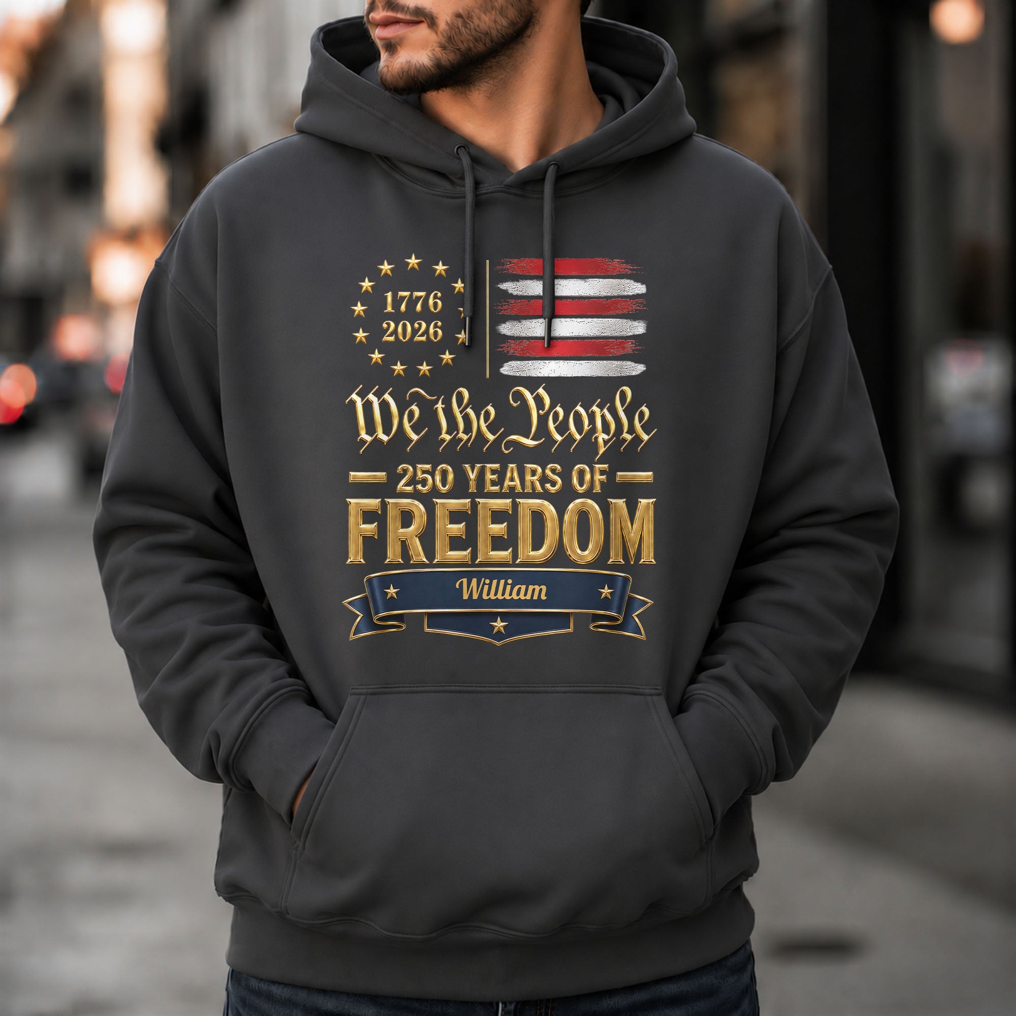 Personalized American Flag Hoodie & T-shirt Gift for Dad Shirt GradoCreations