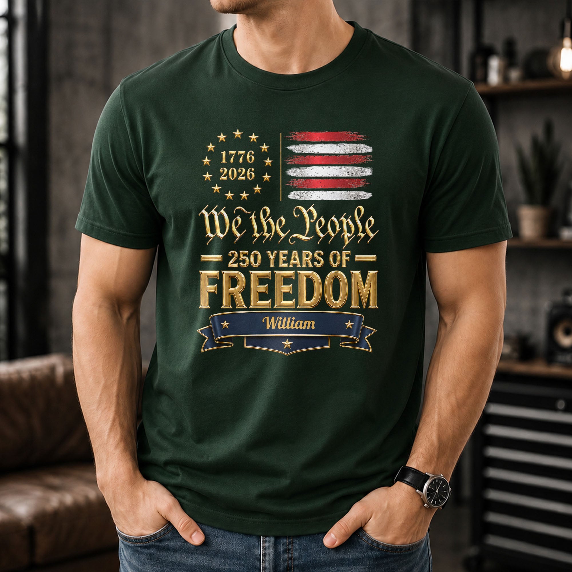 Personalized American Flag Hoodie & T-shirt Gift for Dad Shirt GradoCreations
