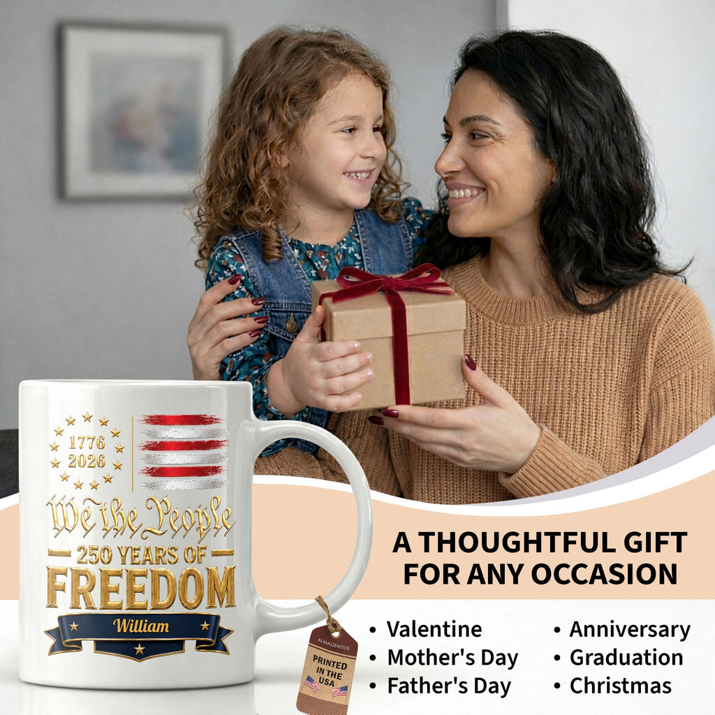 Personalized Edge-to-Edge Mug American Flag Gift for Dad Edge-to-edge Mug GradoCreations