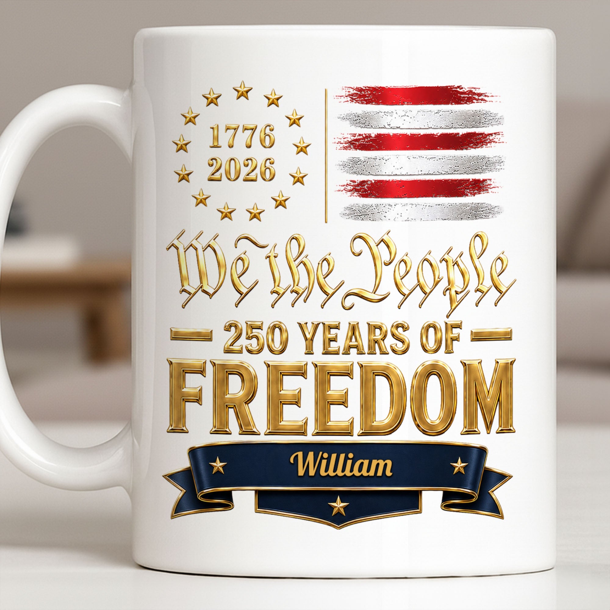Personalized Edge-to-Edge Mug American Flag Gift for Dad Edge-to-edge Mug GradoCreations