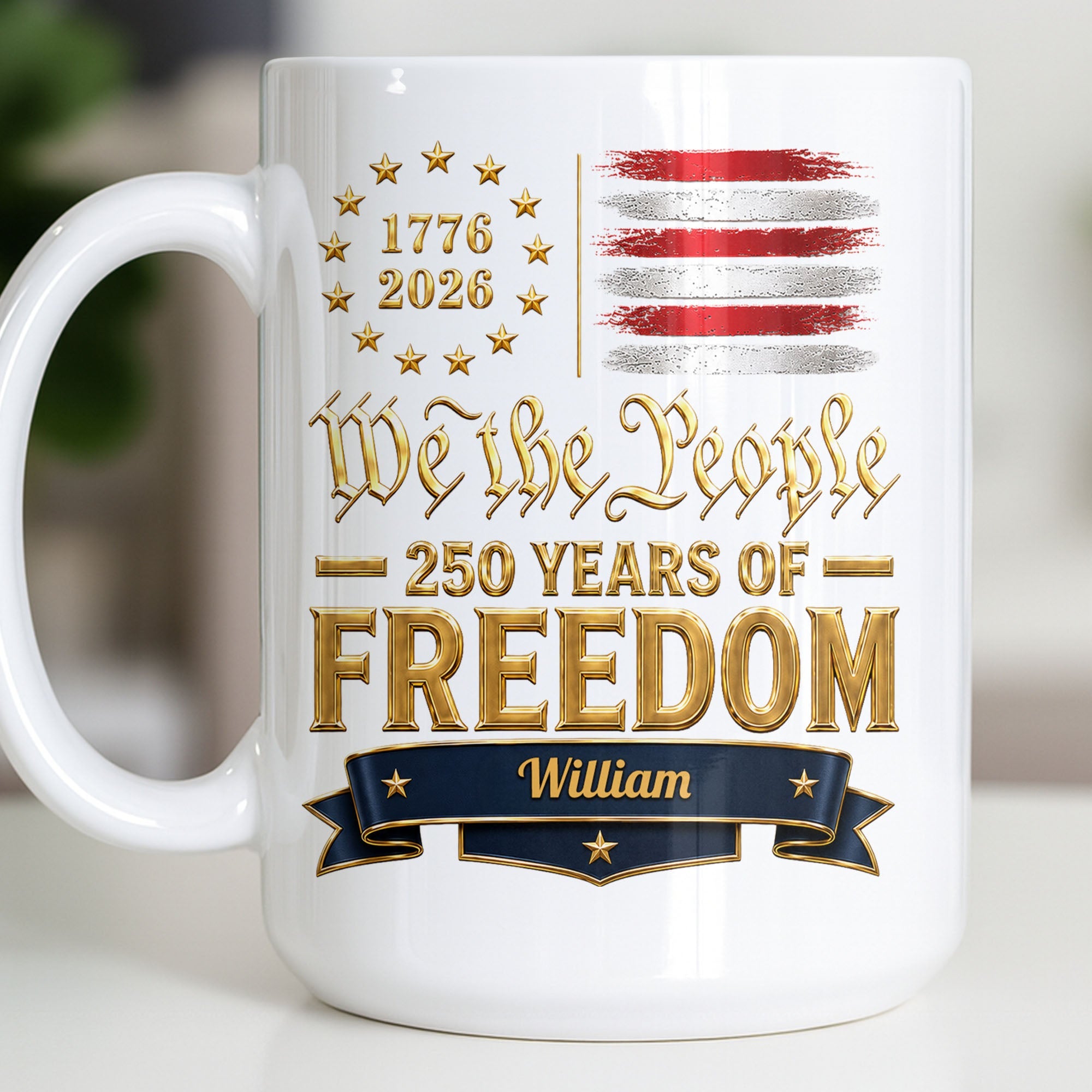 Personalized Edge-to-Edge Mug American Flag Gift for Dad Edge-to-edge Mug GradoCreations