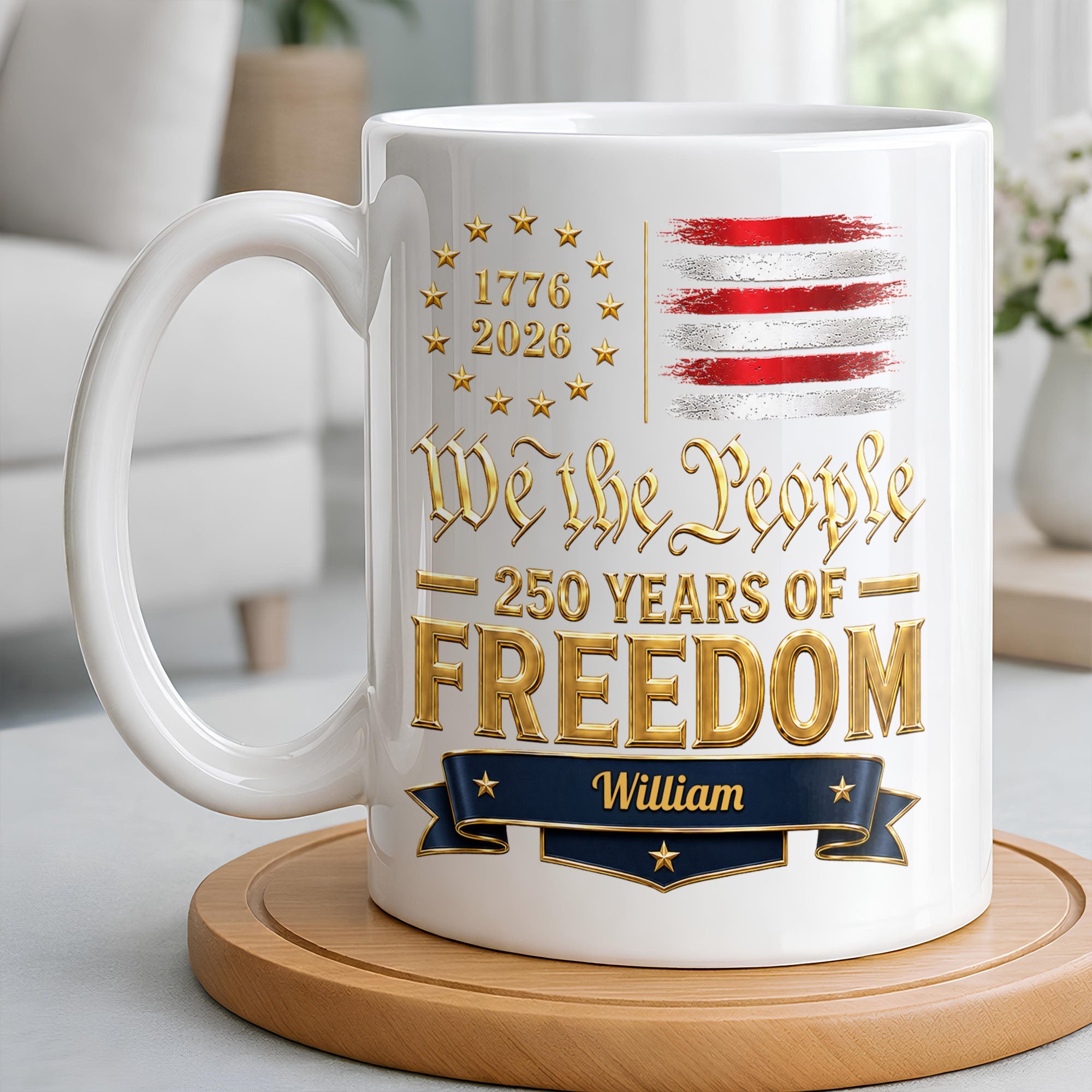 Personalized Edge-to-Edge Mug American Flag Gift for Dad Edge-to-edge Mug GradoCreations