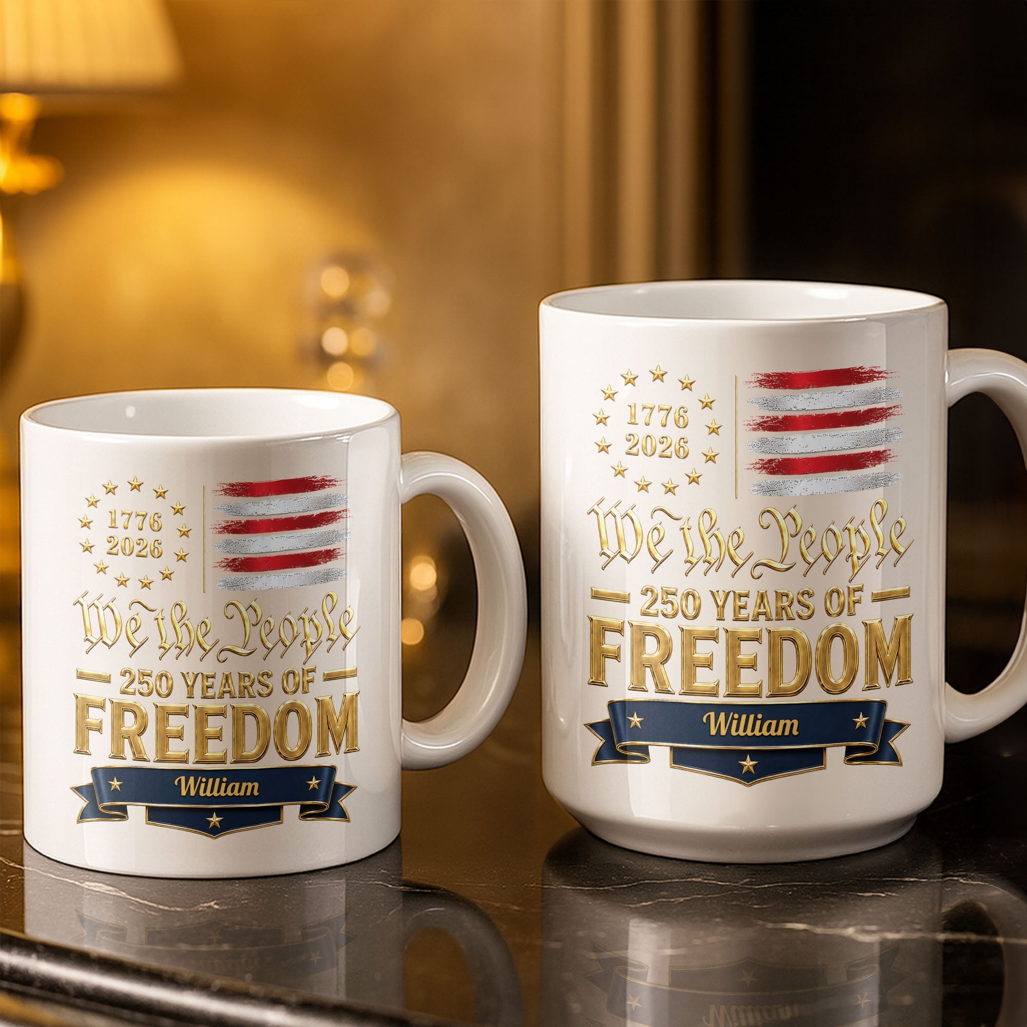 Personalized Edge-to-Edge Mug American Flag Gift for Dad Edge-to-edge Mug GradoCreations