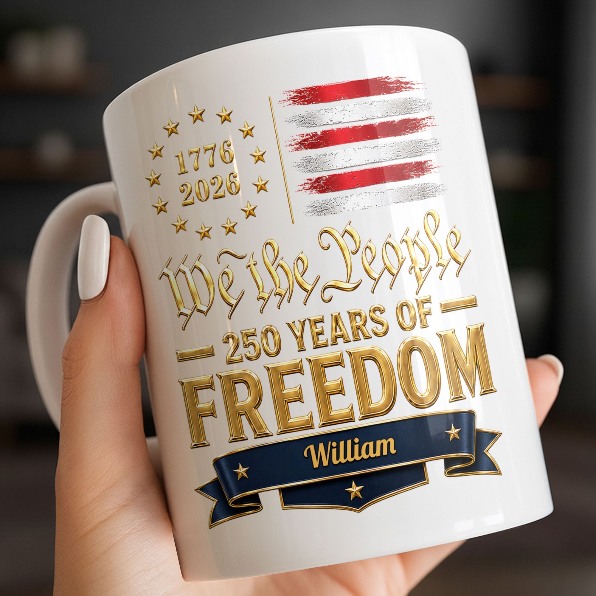 Personalized Edge-to-Edge Mug American Flag Gift for Dad Edge-to-edge Mug GradoCreations